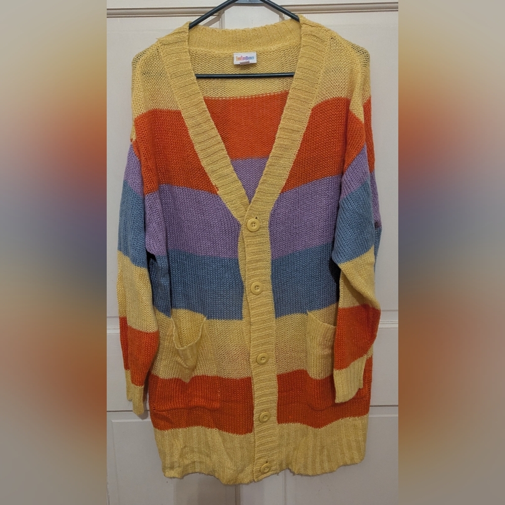 LuLaRoe Lucille Multicolor Striped Cardigan